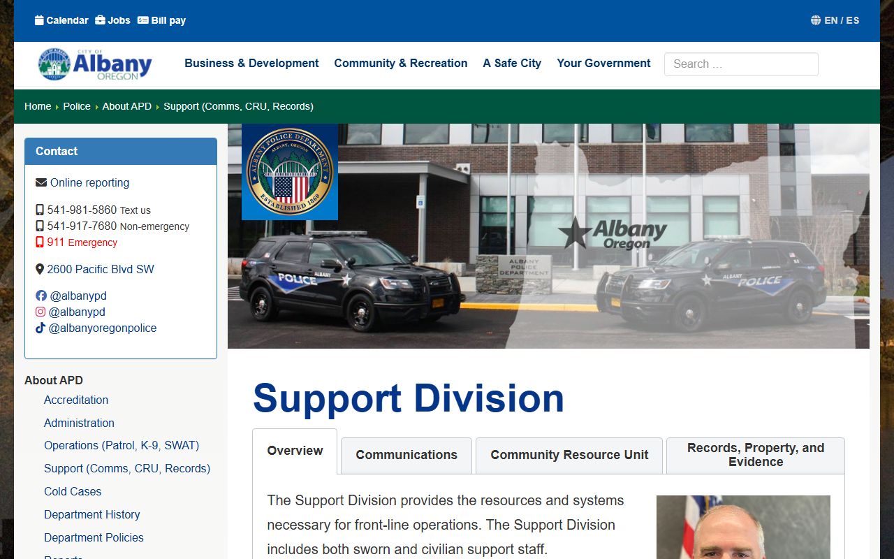 Albany Police Department records section related to court docket cases