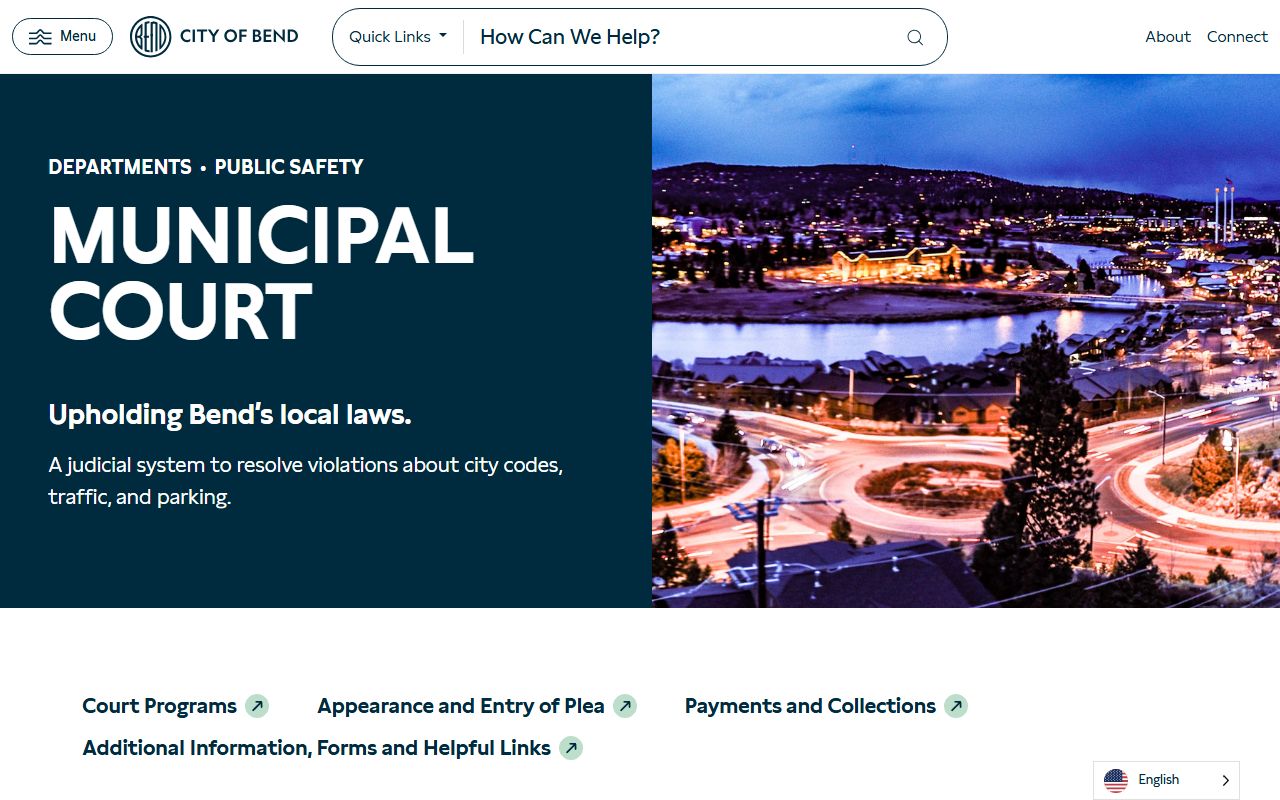 Bend Municipal Court official page for court docket records