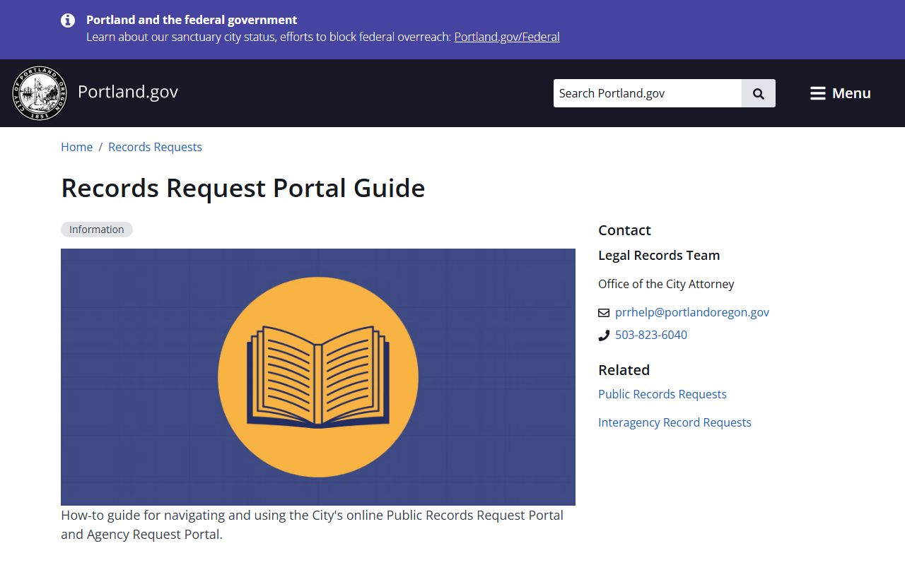 Portland court docket records from the City of Portland official portal