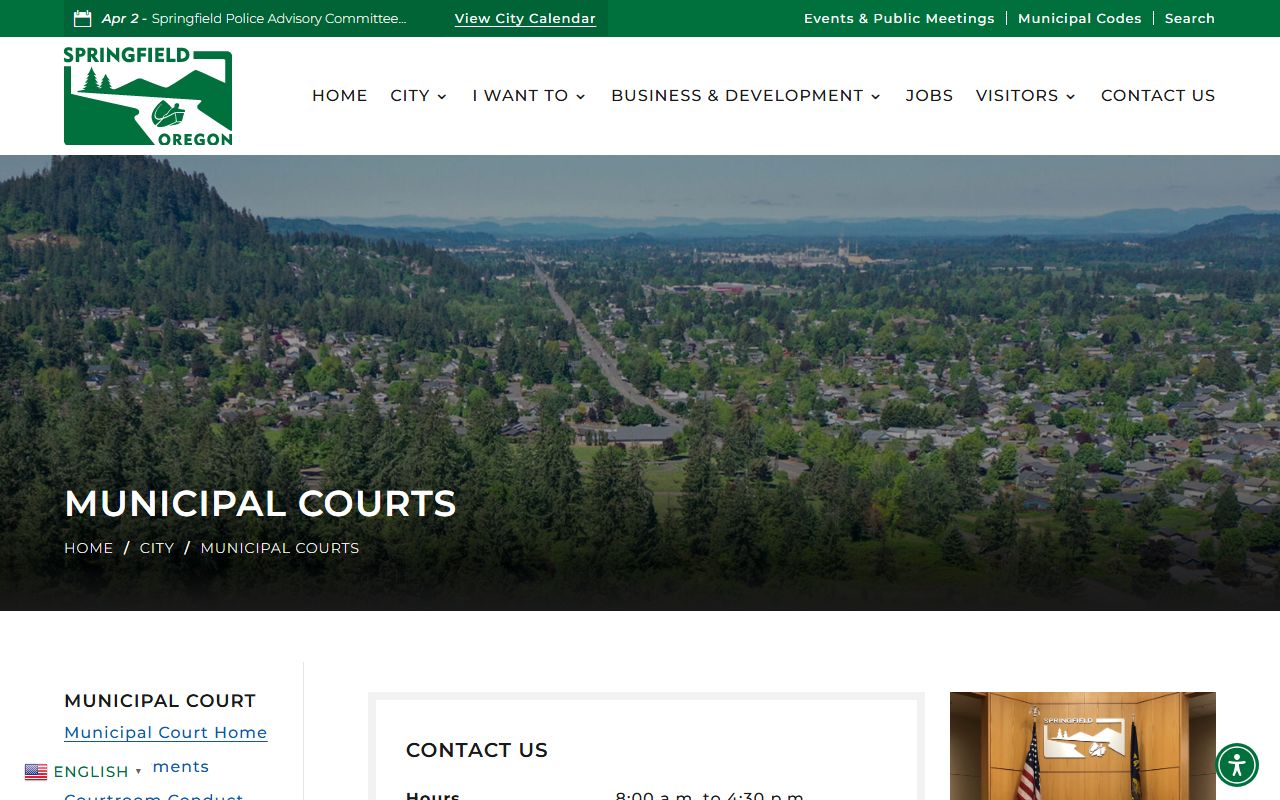 Springfield Municipal Court official page for court docket record searches