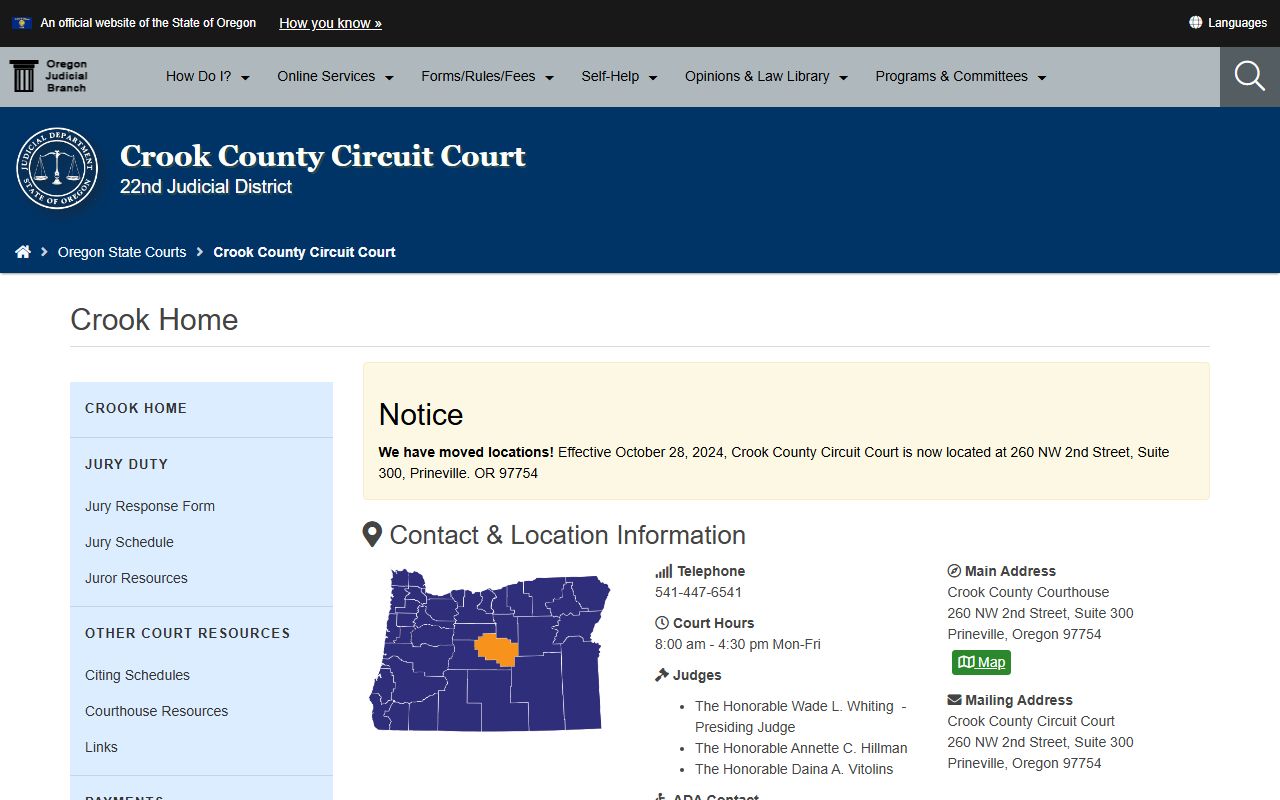 Crook County Circuit Court court docket records