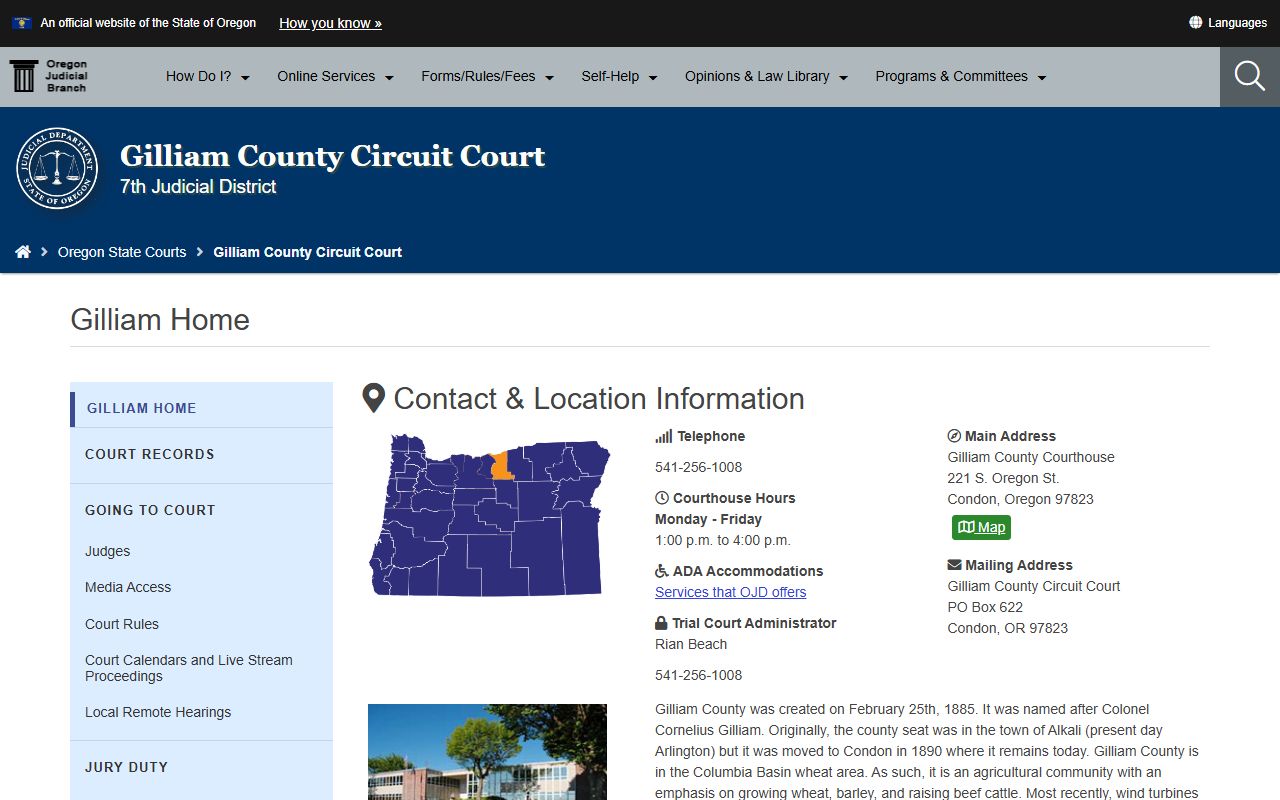 Gilliam County Circuit Court court docket records