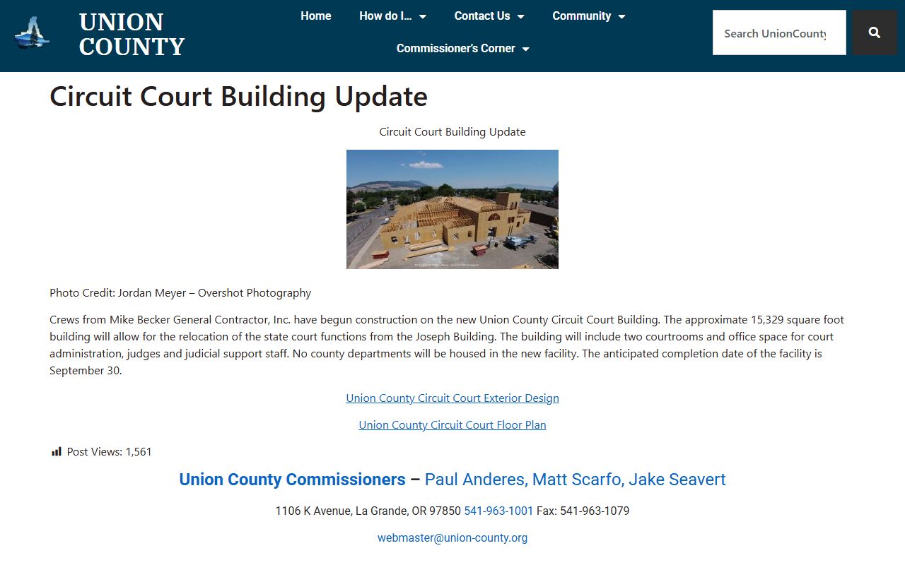 Union County government circuit court page for court docket records